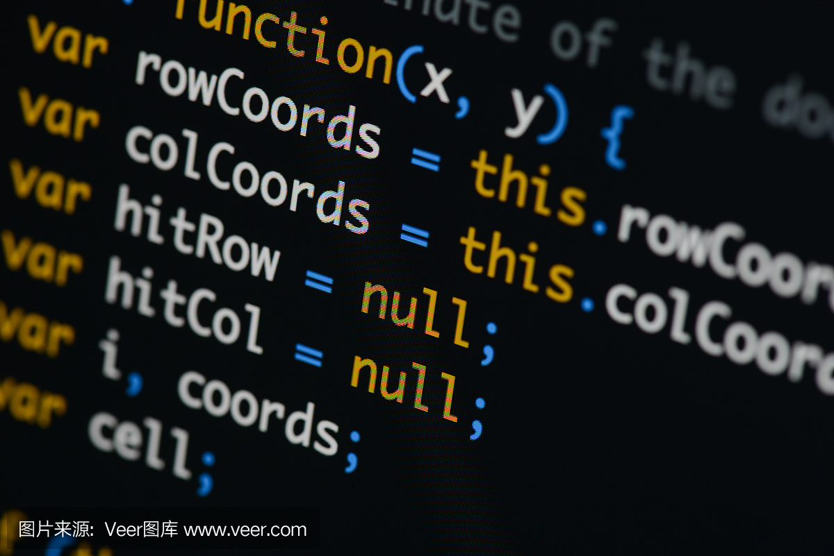 真正的Java脚本代码开发屏幕。编程工作流抽象算法概念。Java脚本和HTML代码的特写。